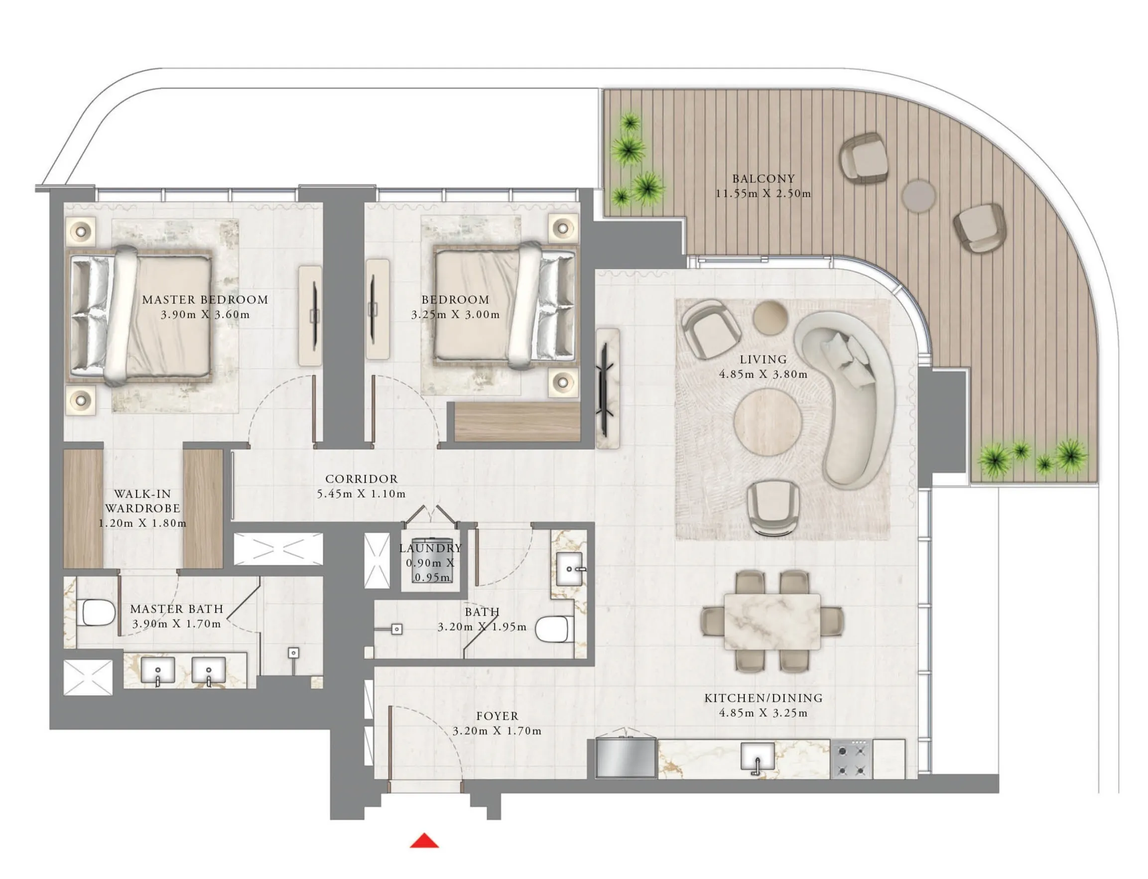 2 bedroom Apartments floor plan at Seapoint