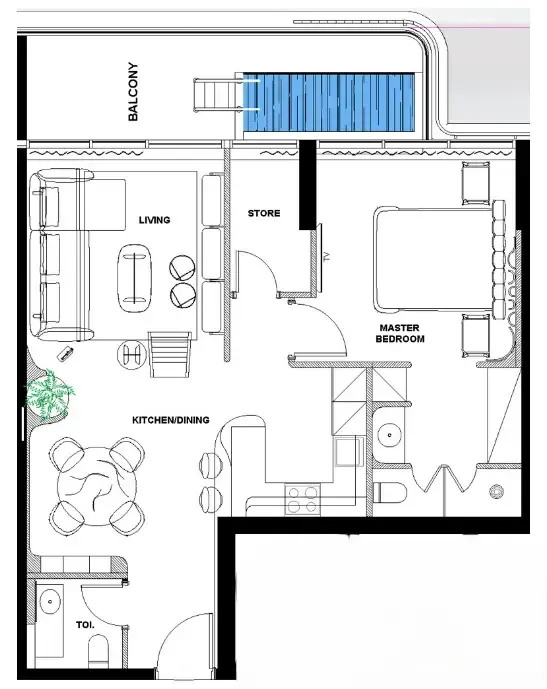 1 bedroom Apartments floor plan at Natuzzi Harmony