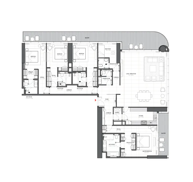4 bedroom Penthouse floor plan at Linar