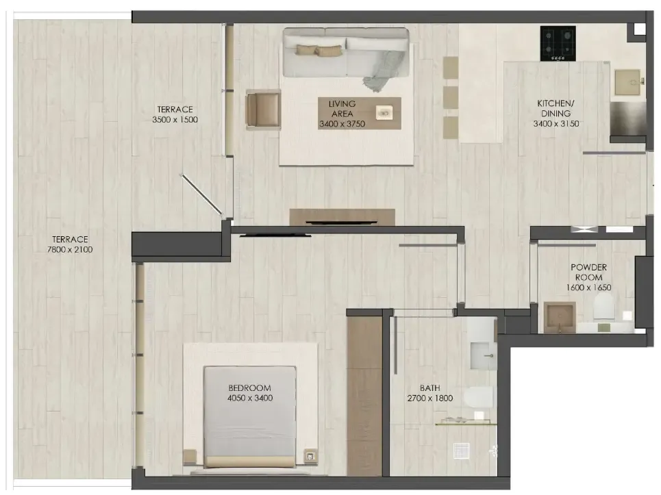 1 bedroom Apartments floor plan at JAD 288
