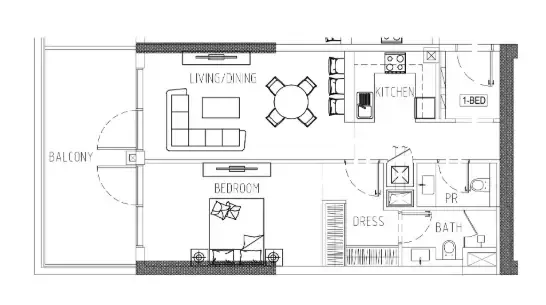 1 bedroom Apartments floor plan at Damac Riverside Views