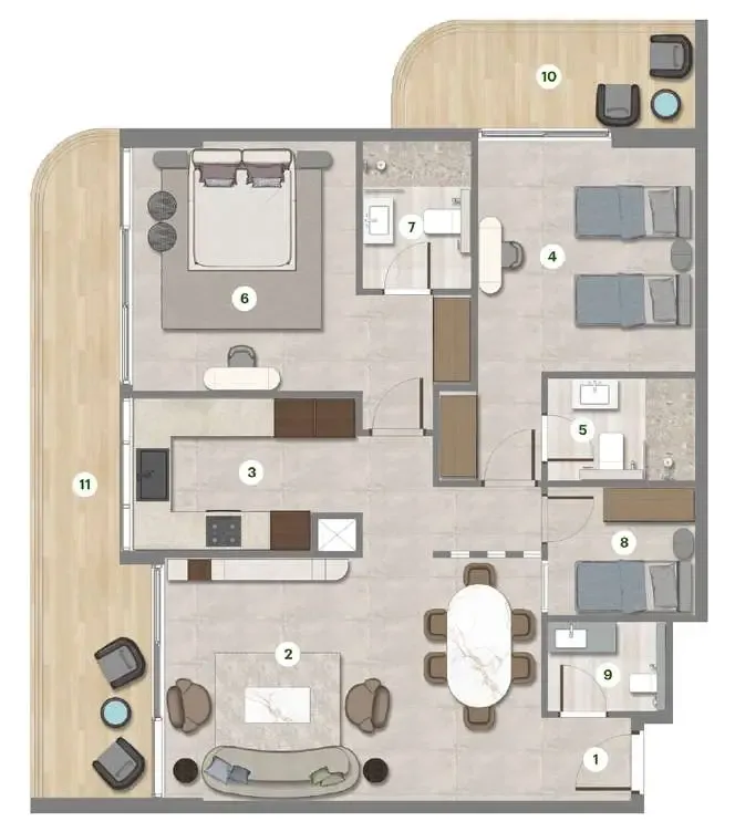 2 bedroom Apartments floor plan at Parkgreen Residences