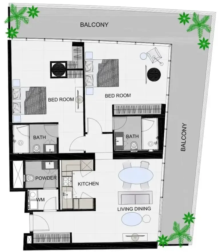 2 bedroom Apartments floor plan at The Community Sports Arena