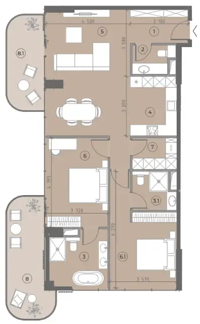 2.5 bedroom Apartments floor plan at House of WELL