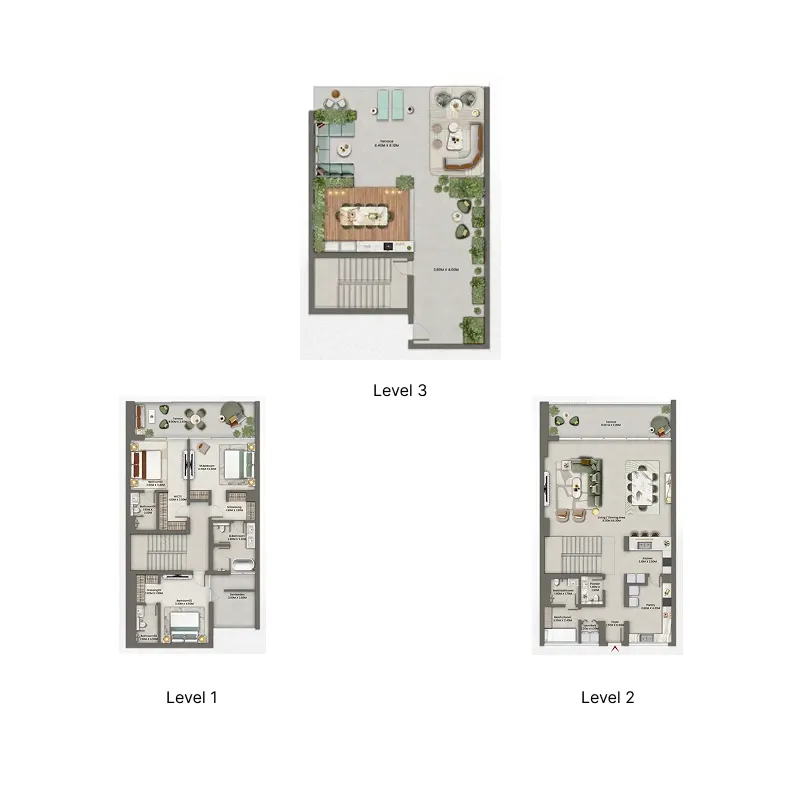 3 bedroom Townhouse floor plan at Anwa Aria