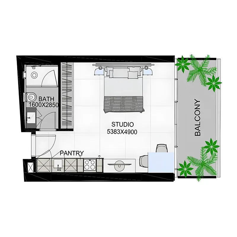 0 bedroom Apartments floor plan at The Community Sports Arena