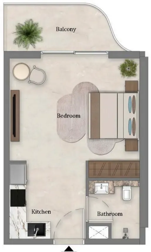 0 bedroom Apartments floor plan at Mirari Lagoon by Zoya