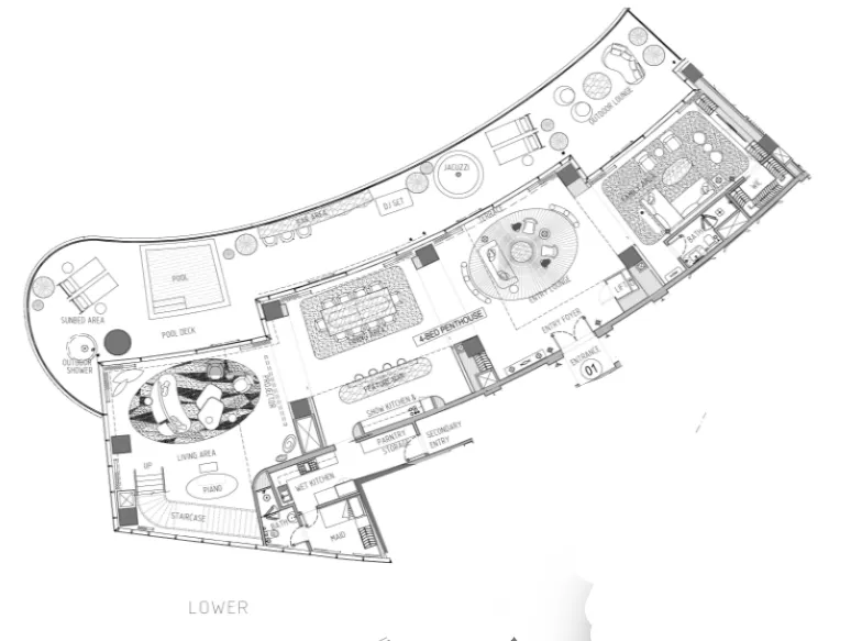4 bedroom Penthouse floor plan at Damac Bay