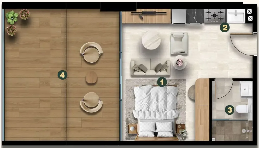 0 bedroom Apartments floor plan at Golf Terrace Residences