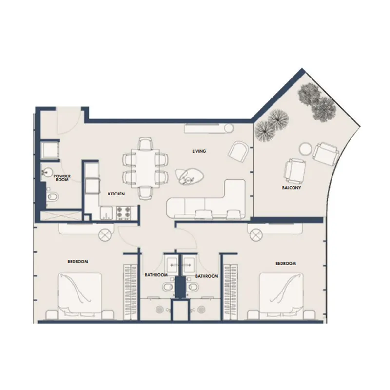 2 bedroom Apartments floor plan at Amra Residences