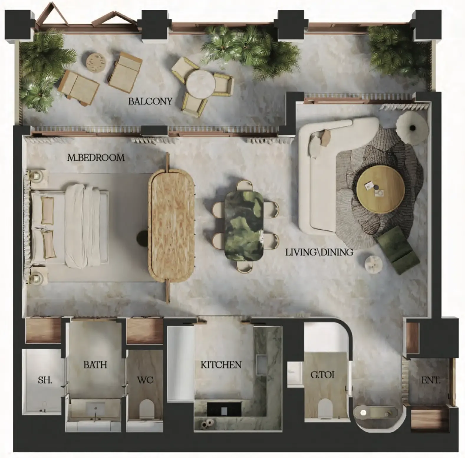 1 bedroom Apartments floor plan at Elire Managed by LUX