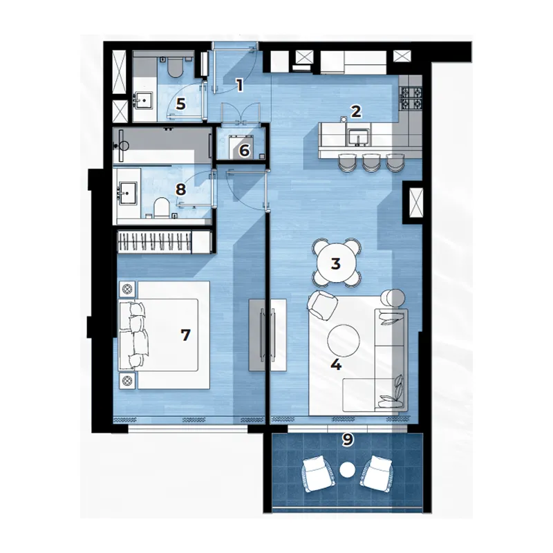 1 bedroom Apartments floor plan at Al Hamra Waterfront
