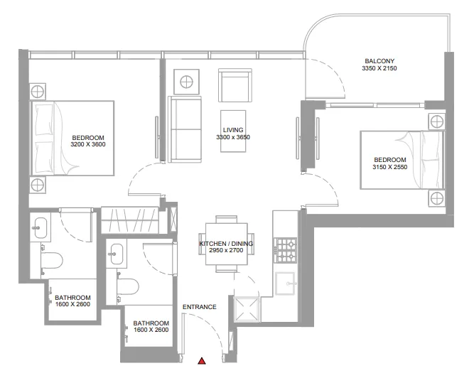 2 bedroom Apartments floor plan at Pierside Marina Residences