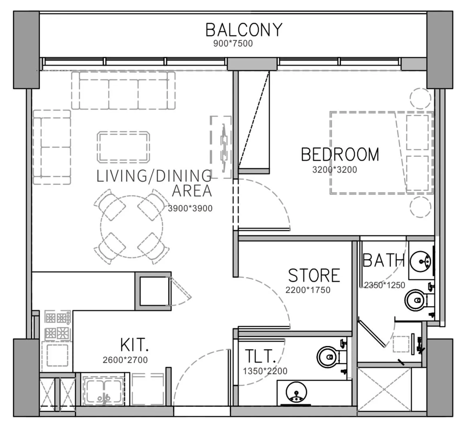 1 bedroom Apartments floor plan at Stamn Yuni