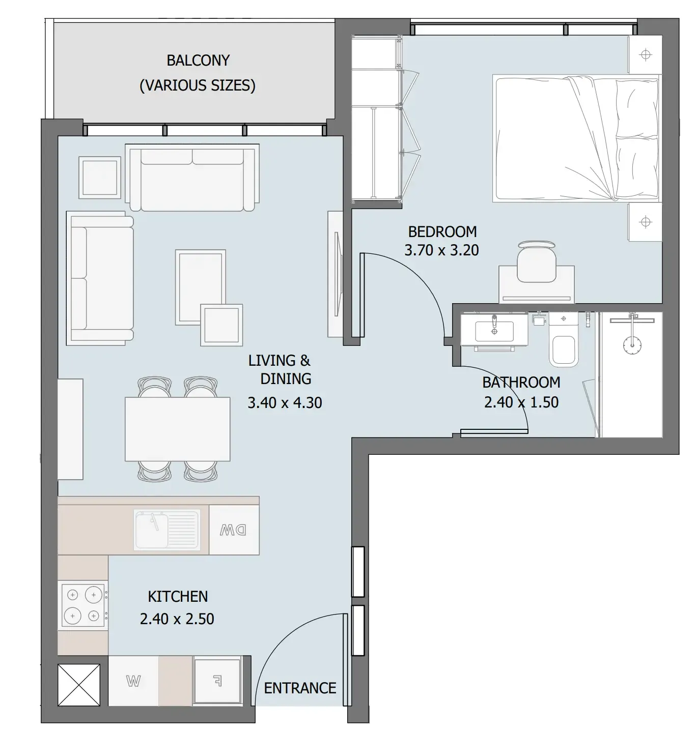 1 bedroom Apartments floor plan at Verdana III