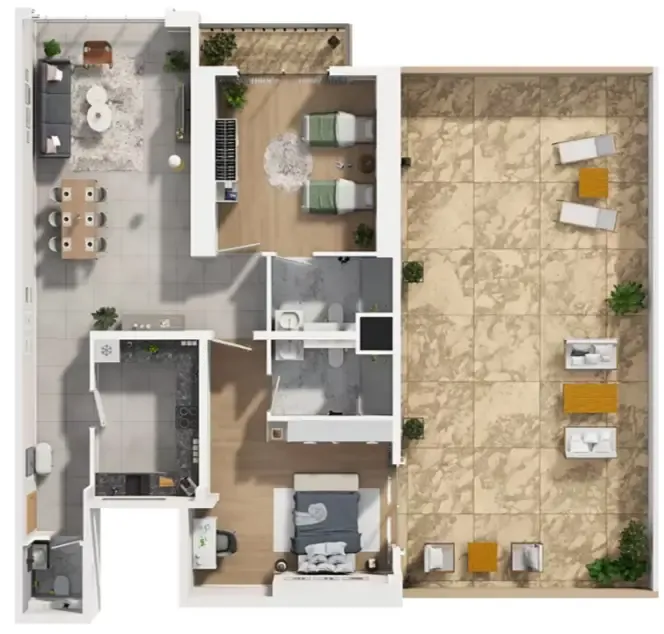 2 bedroom Apartments floor plan at Barajeel Towers