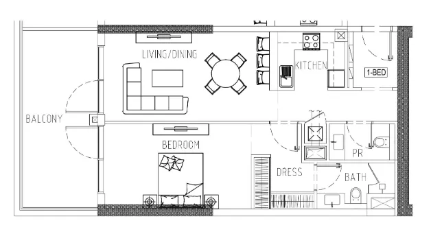 1 bedroom Apartments floor plan at Damac Riverside Views