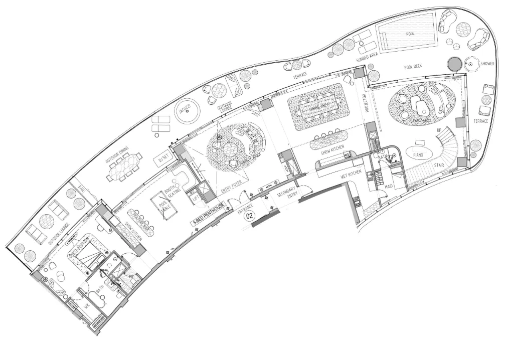 5 bedroom Penthouse floor plan at Damac Bay
