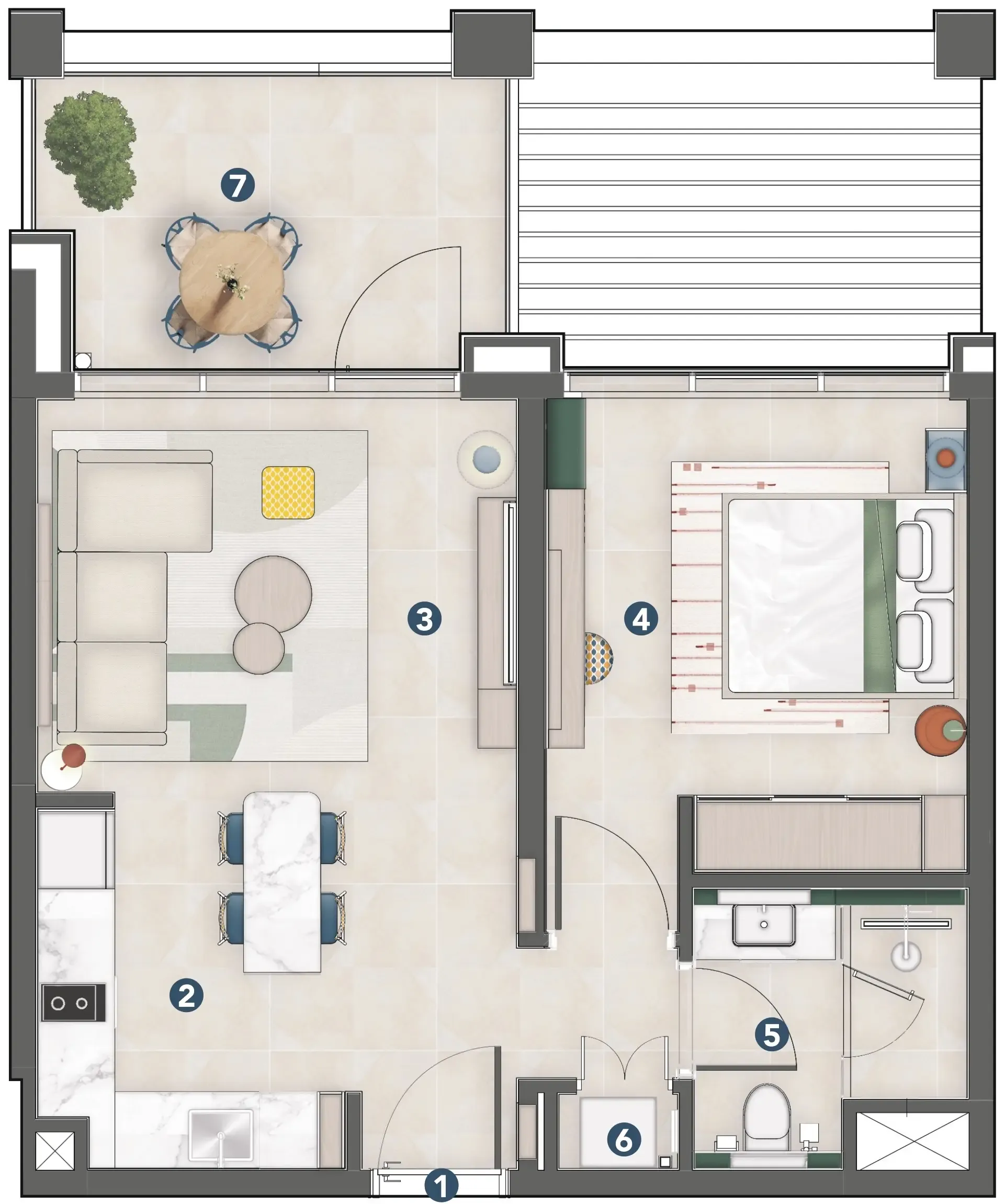 1 bedroom Apartments floor plan at Rove Home Meydan Horizon