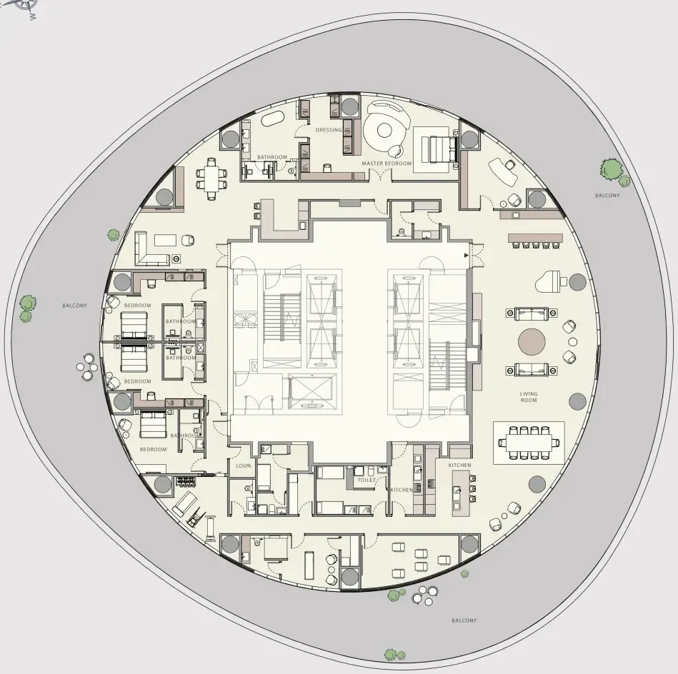4 bedroom Penthouse floor plan at La Mer by Elie Saab