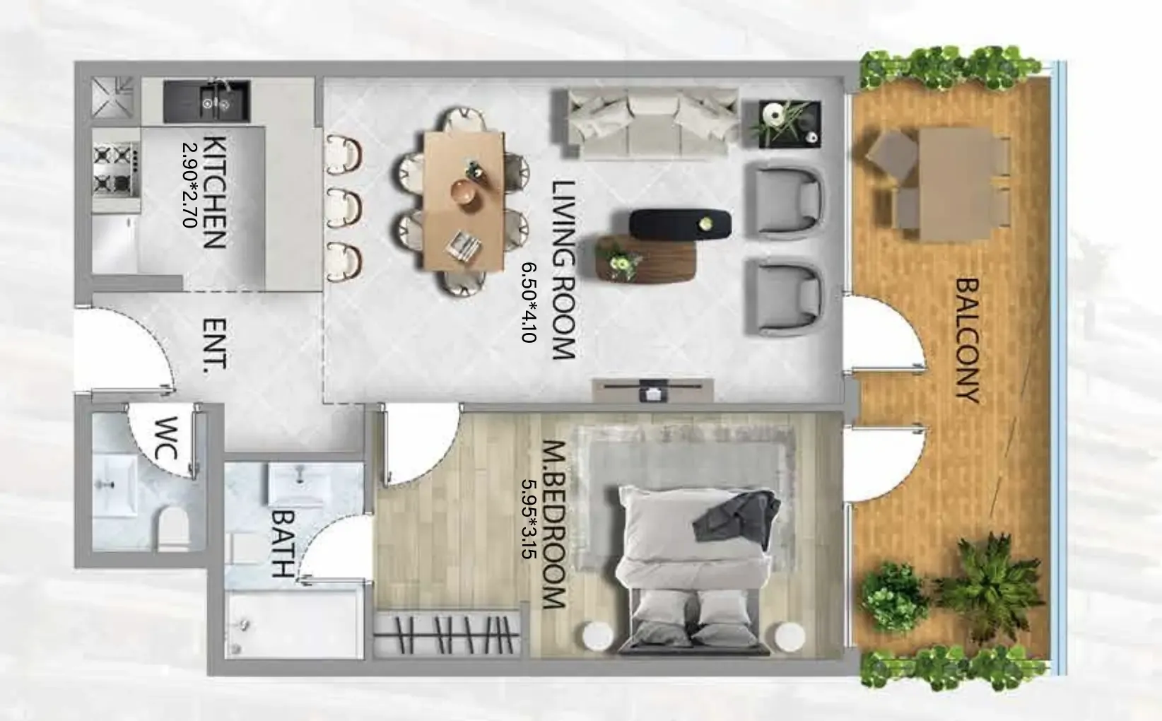 1 bedroom Apartments floor plan at 311 Boulevard