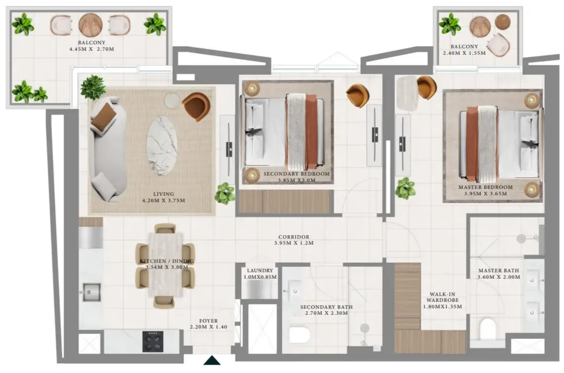 2 bedroom Apartments floor plan at Hillsedge