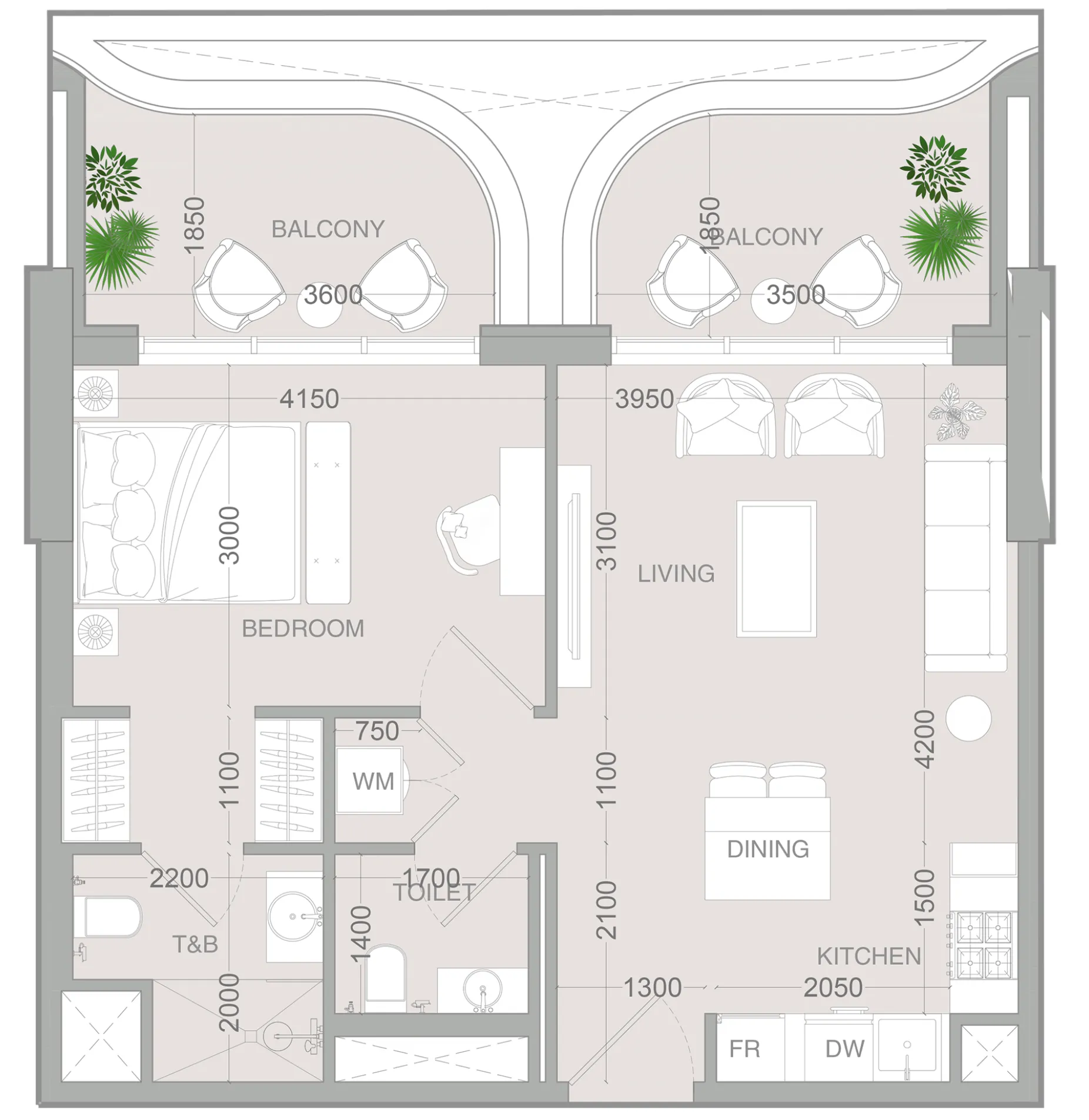 1 bedroom Apartments floor plan at ALTA V1EW