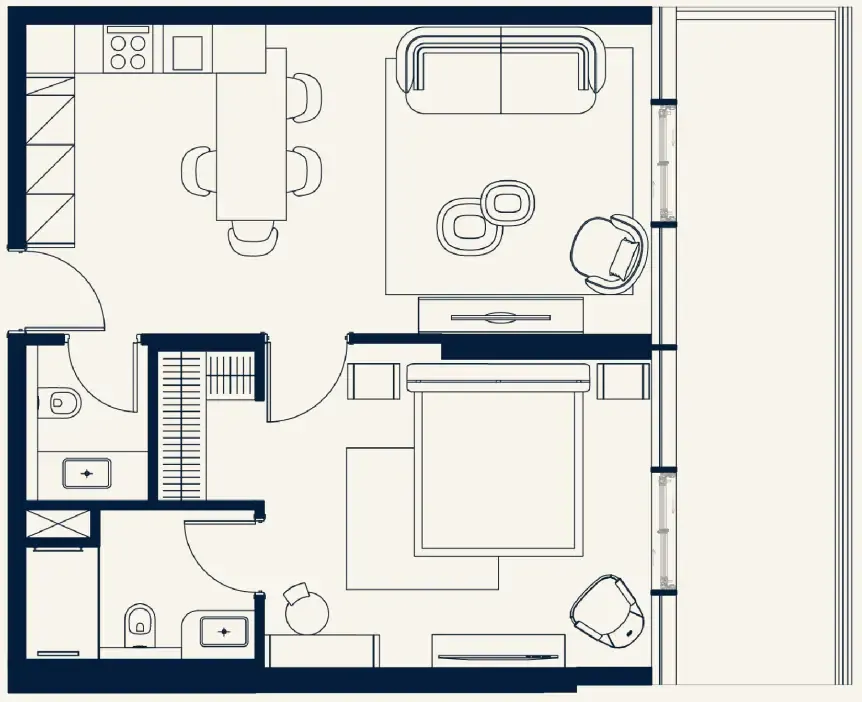 1 bedroom Apartments floor plan at Trussardi Residences Phase Two