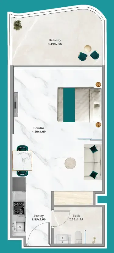 0 bedroom Apartments floor plan at Breez