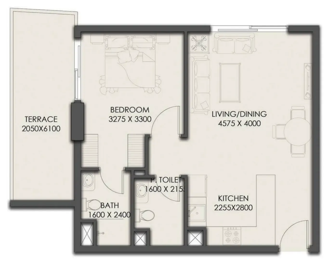 1 bedroom Apartments floor plan at Park Residency