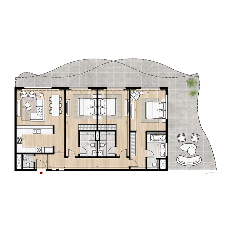 3 bedroom Apartments floor plan at Miraggio