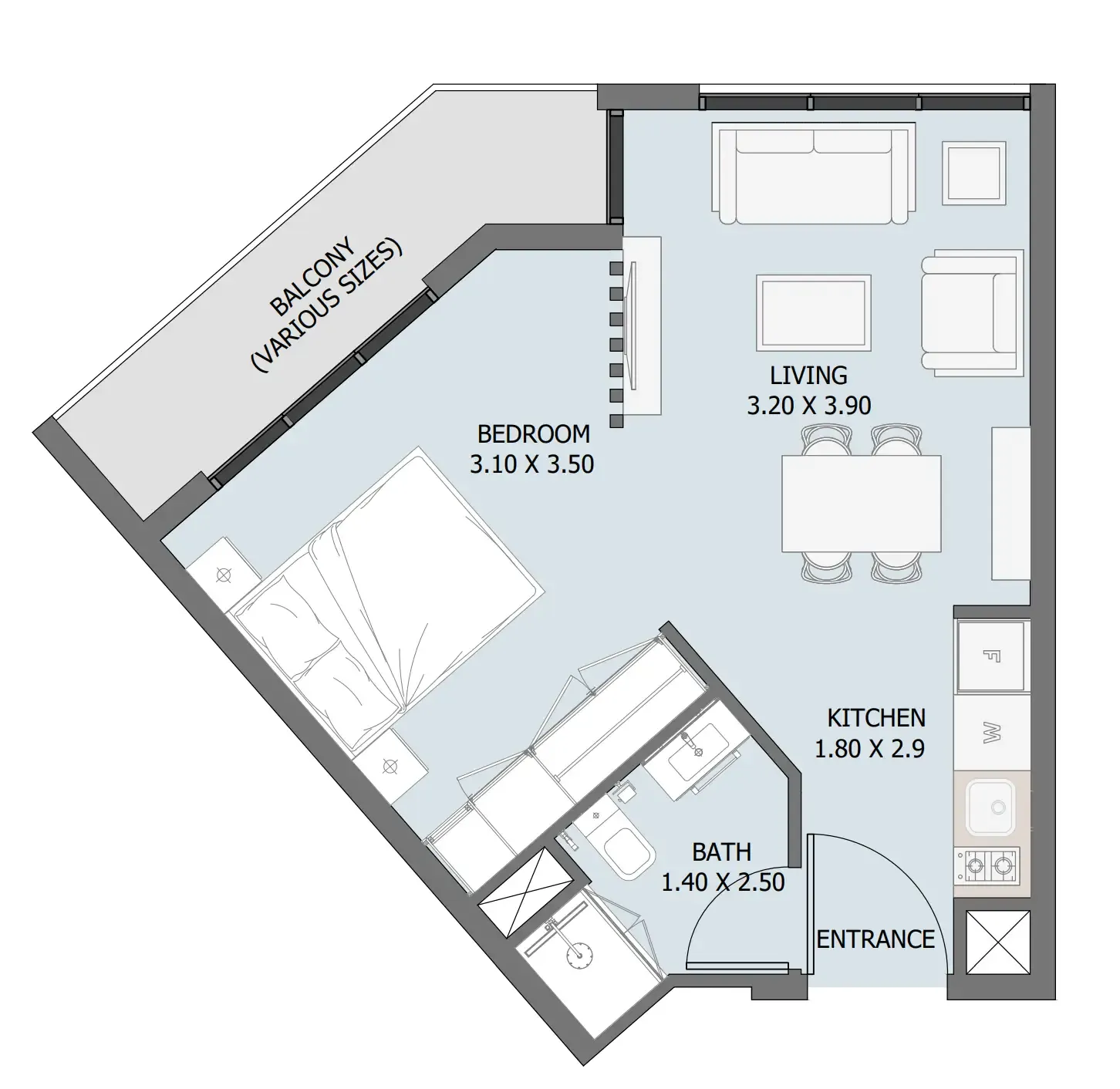 1 bedroom Apartments floor plan at Verdana III