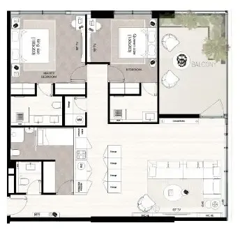 2 bedroom Apartments floor plan at Solcasa Residence