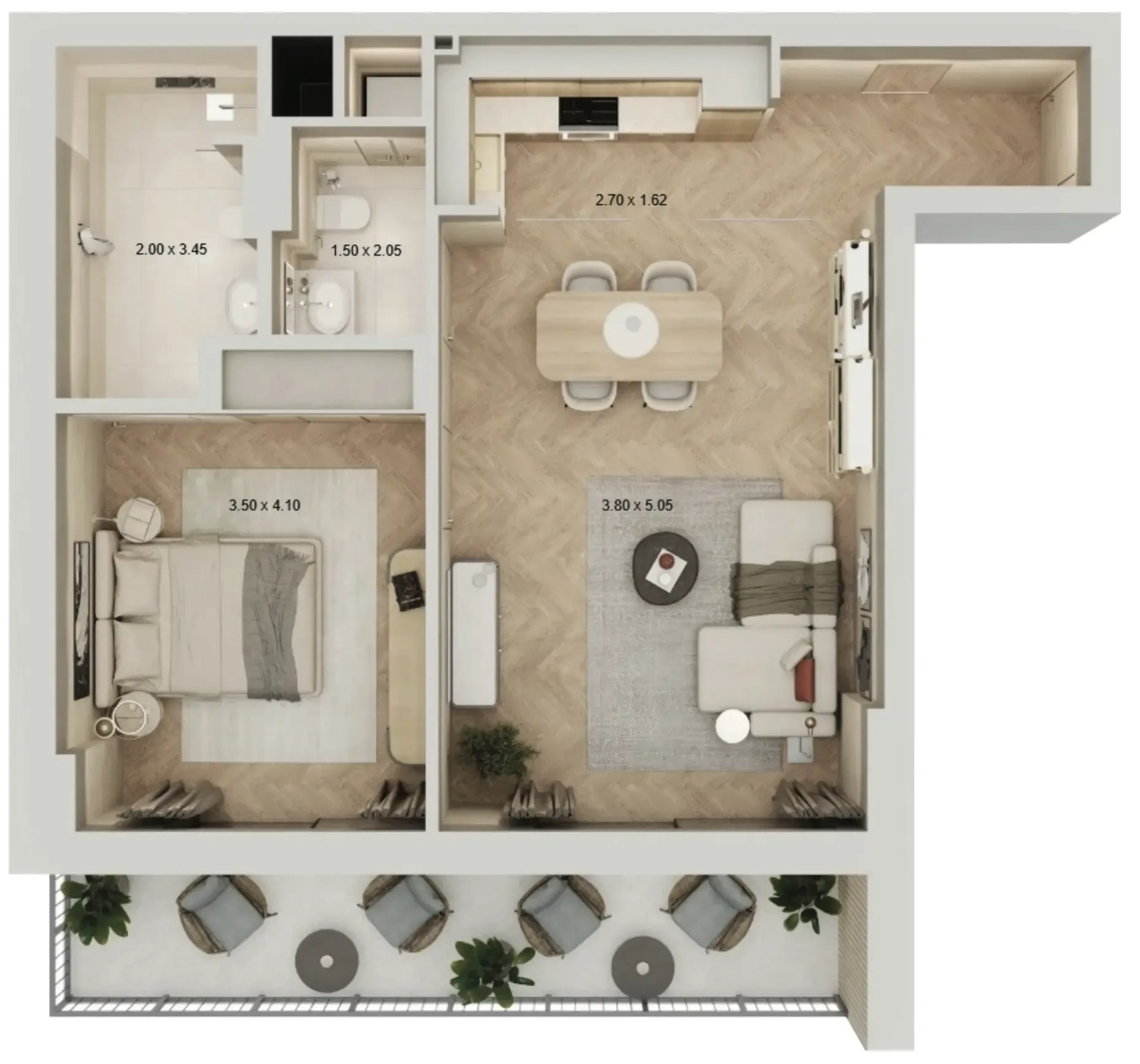 1 bedroom Apartments floor plan at Arisha Terraces