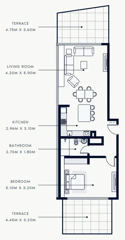 1 bedroom Apartments floor plan at Riviera Rêve