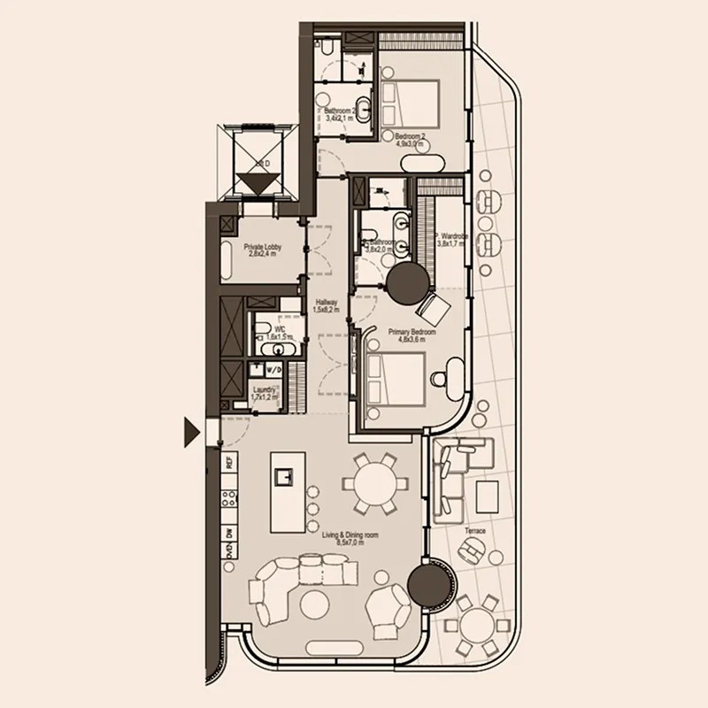 2 bedroom Apartments floor plan at Eywa Way of Water