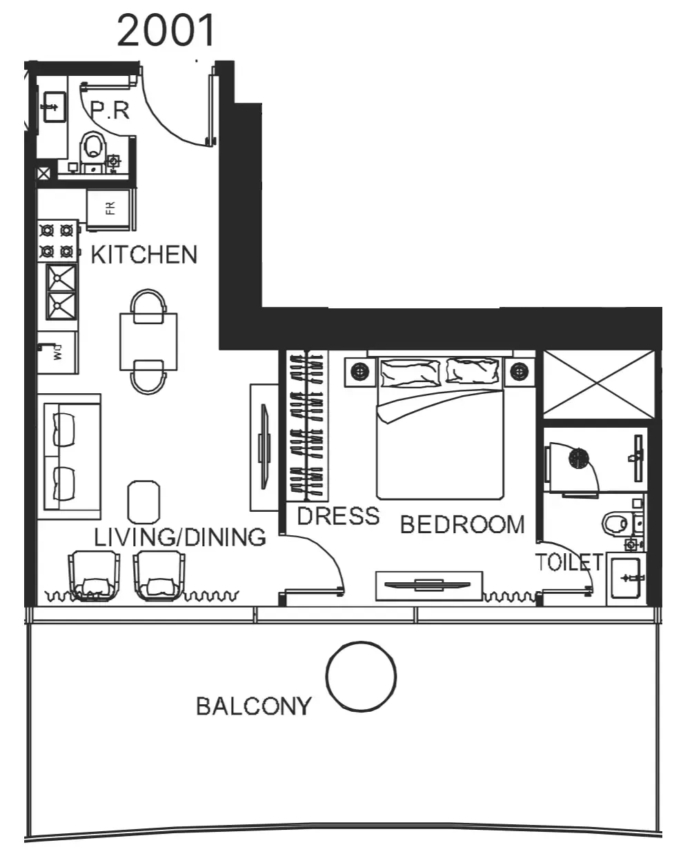 1 bedroom Apartments floor plan at The WOW Tower