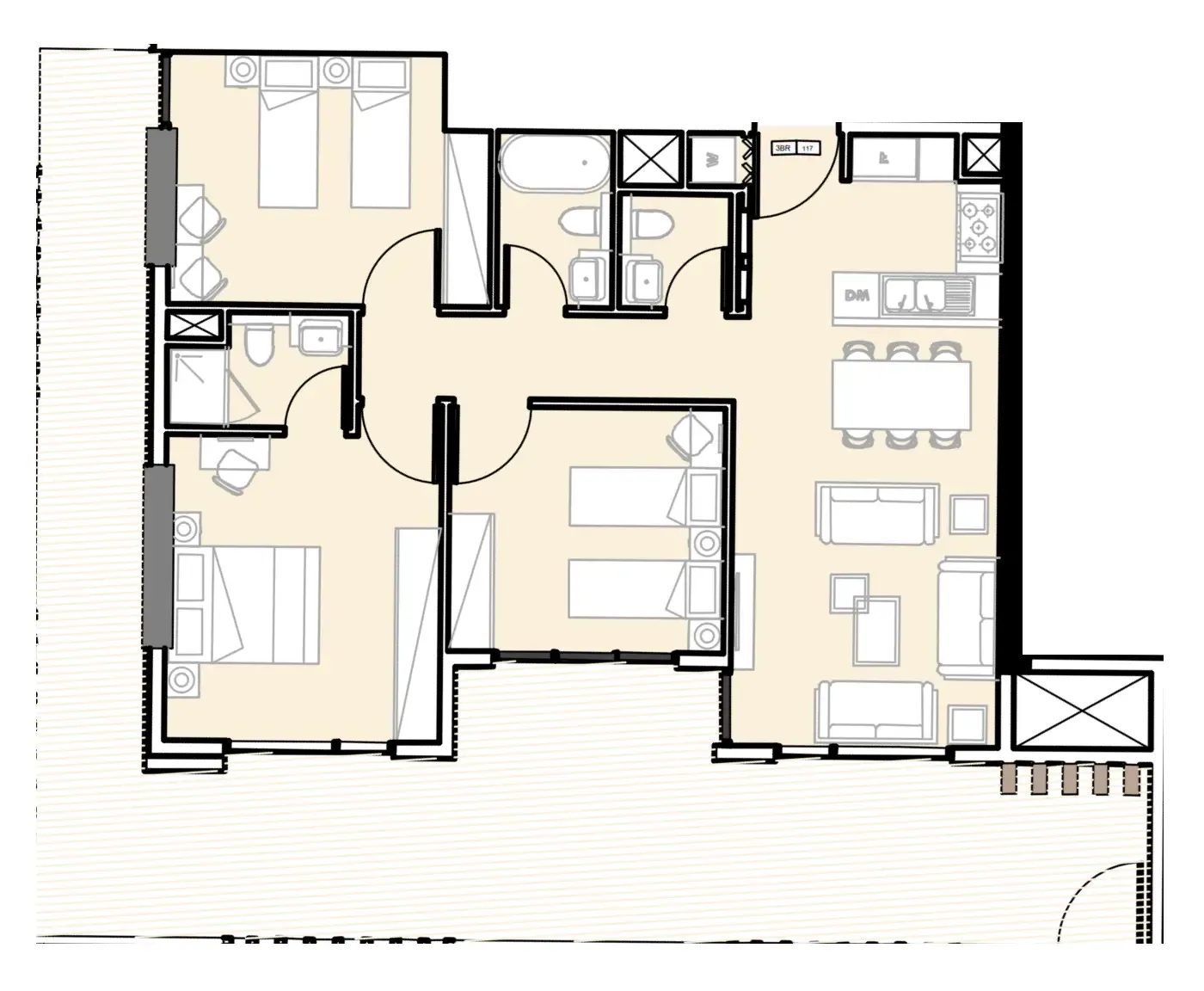 3 bedroom Apartments floor plan at Verdana III