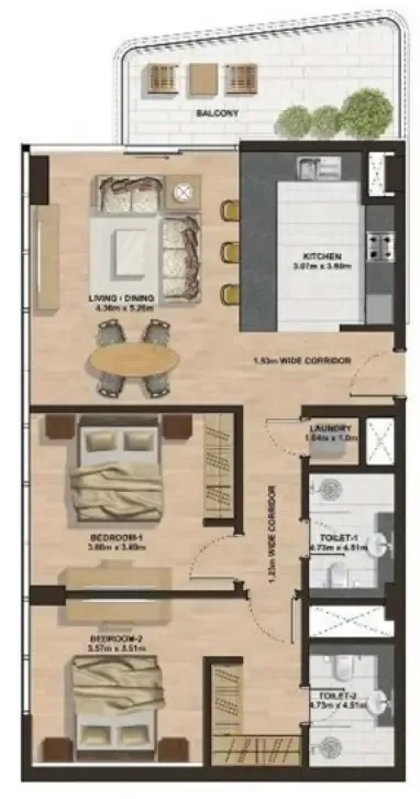 2 bedroom Apartments floor plan at Gemini Splendor