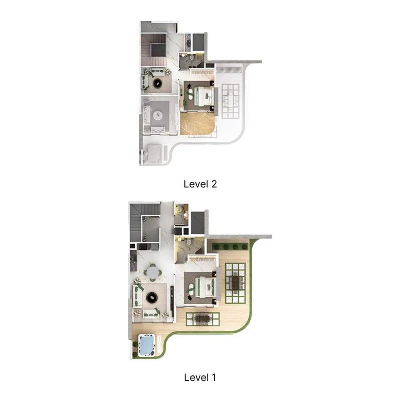 2 bedroom penthouse floor plan at 77S Tower