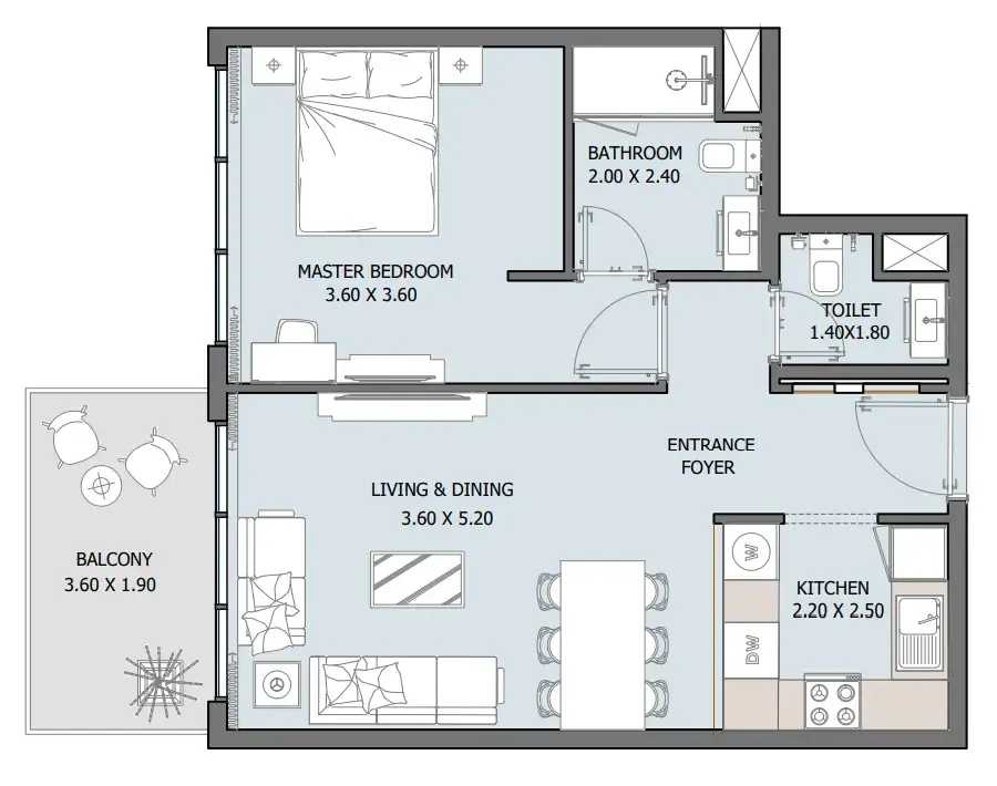 1 bedroom Apartments floor plan at Oceana