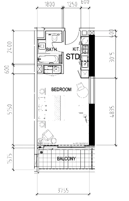 0 bedroom Apartments floor plan at Aykon City Tower