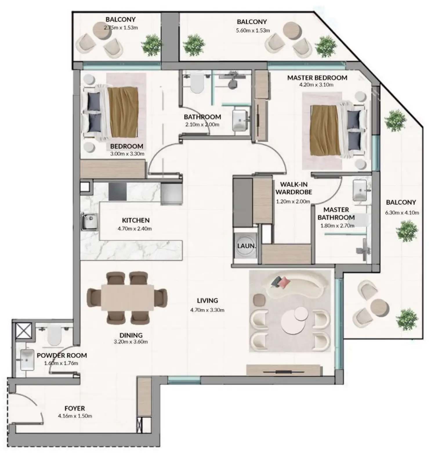 2 bedroom Apartments floor plan at Woodland Terraces
