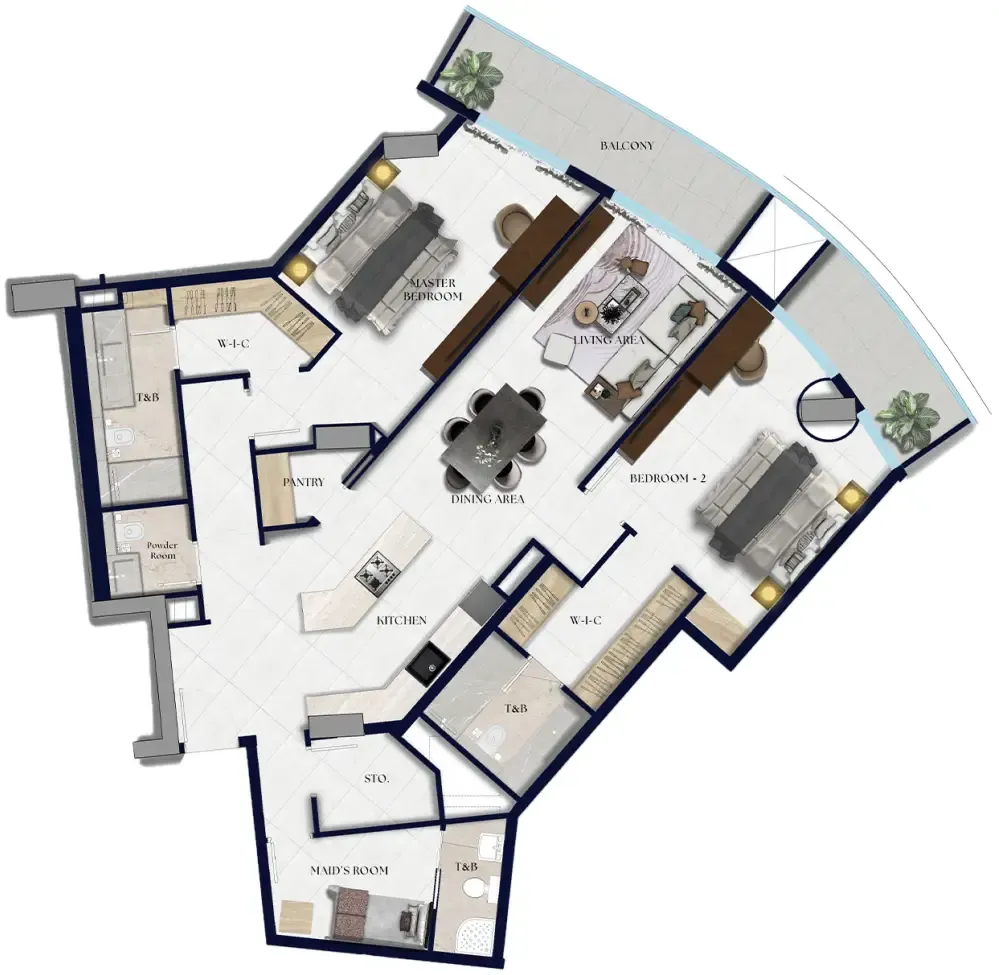 2 bedroom Apartments floor plan at Xenia Residence