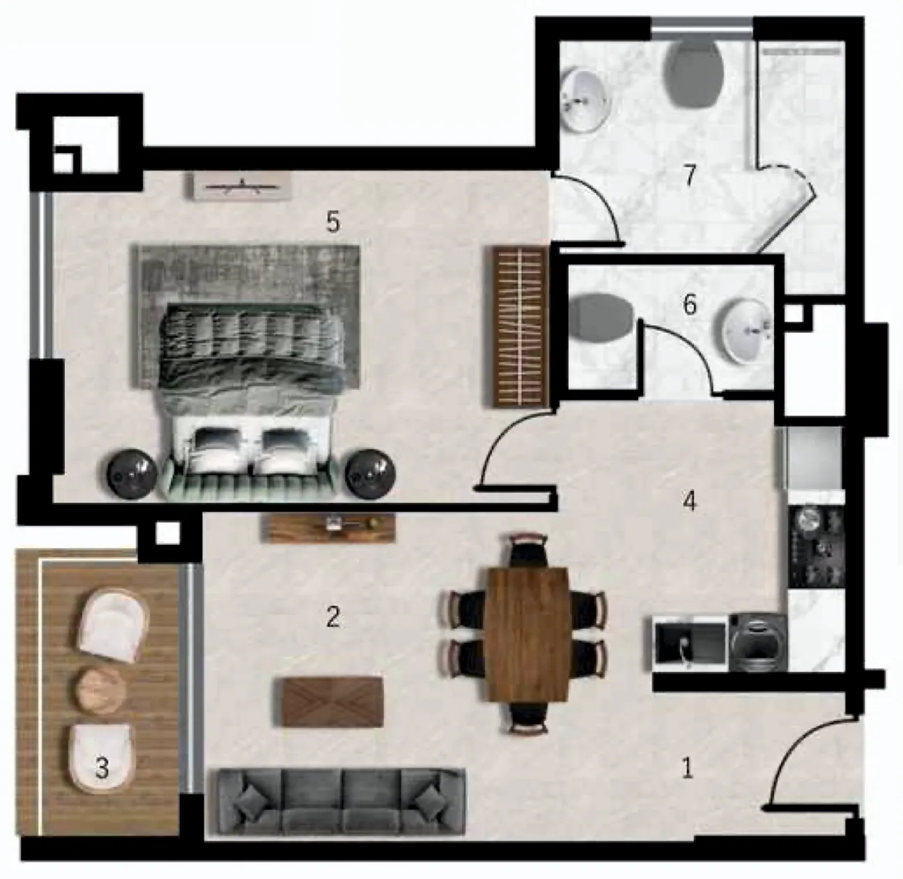 1 bedroom Apartments floor plan at 7 Seasons