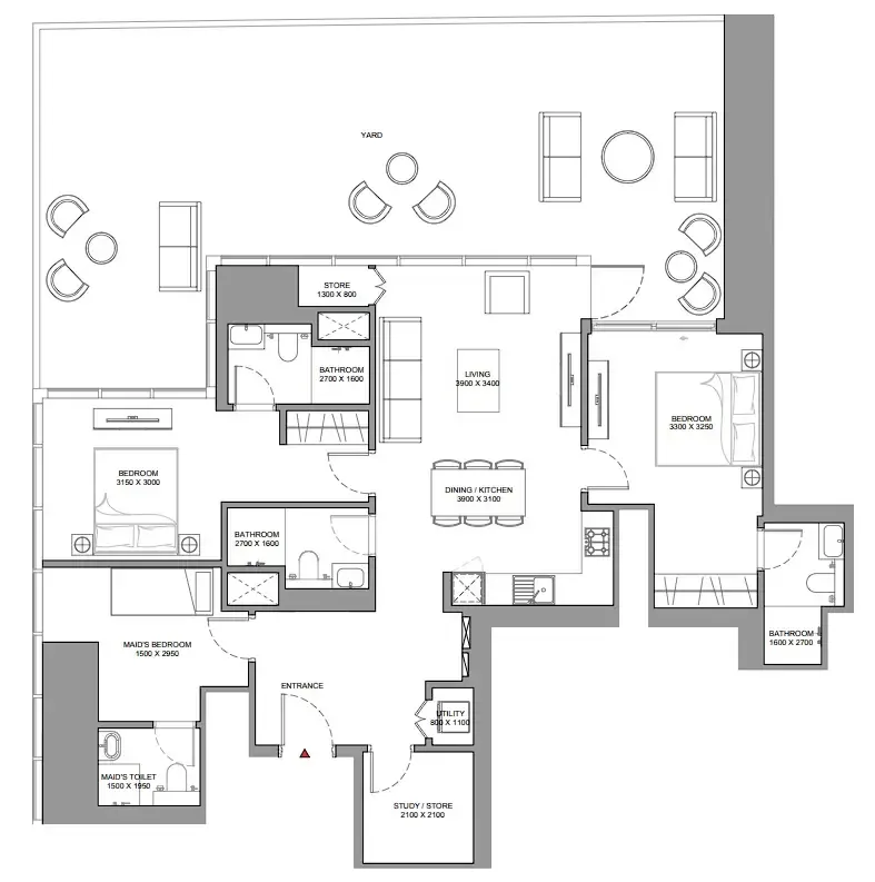 2 bedroom Apartments floor plan at Skyscape