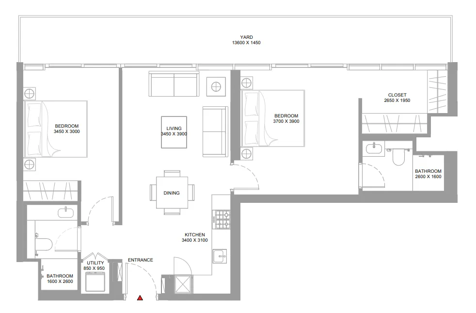 2 bedroom Apartments floor plan at Bayside Marina Residences