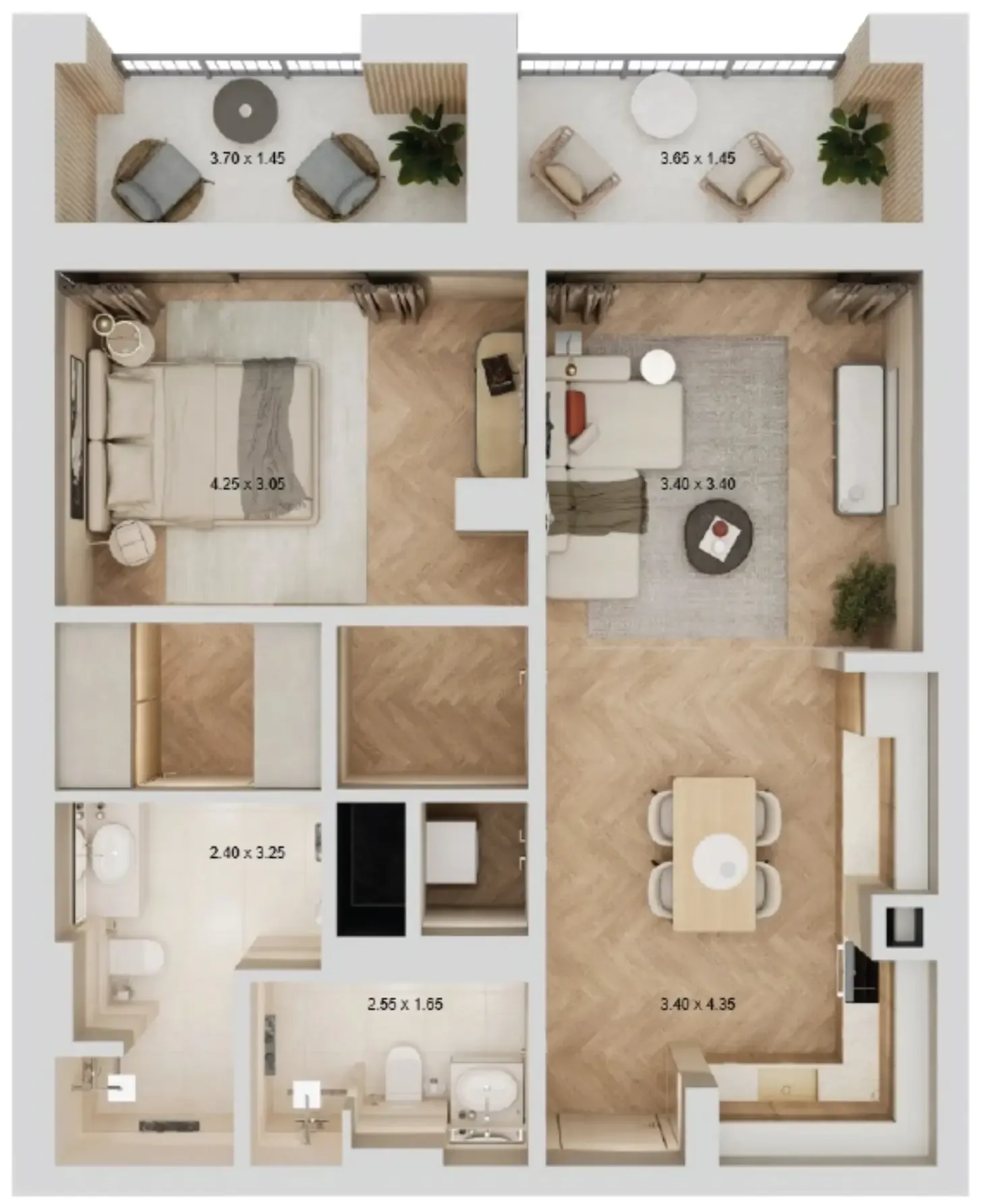 1 bedroom Apartments floor plan at Arisha Terraces