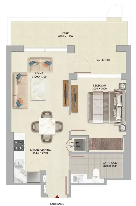 1 bedroom Apartments floor plan at The Woods at Sobha Sanctuary