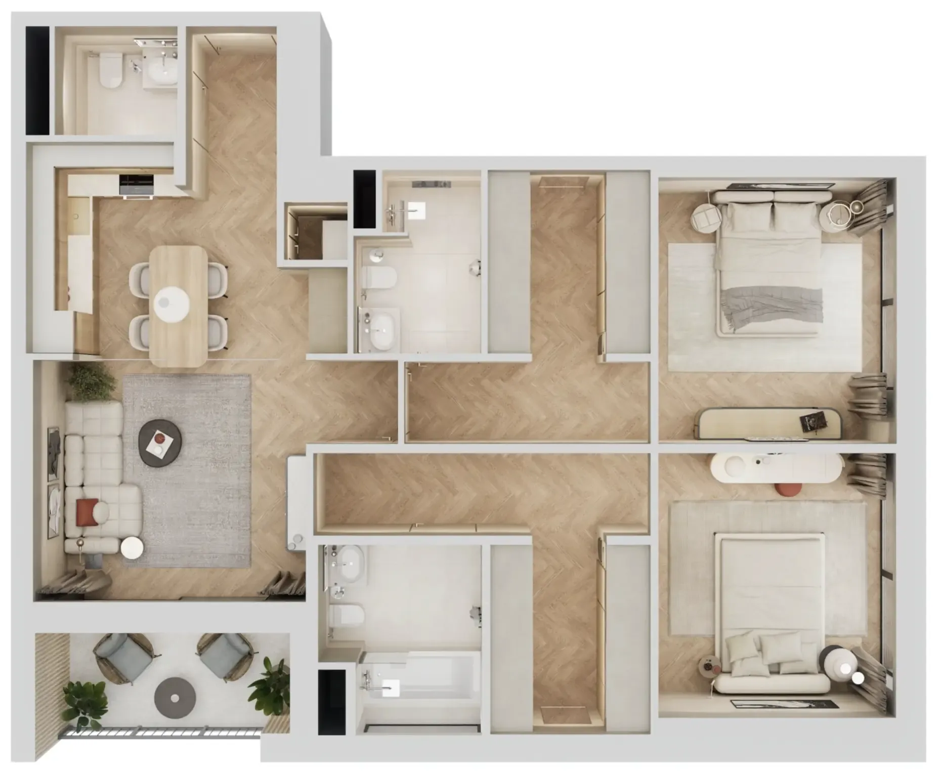 2 bedroom Apartments floor plan at Arisha Terraces